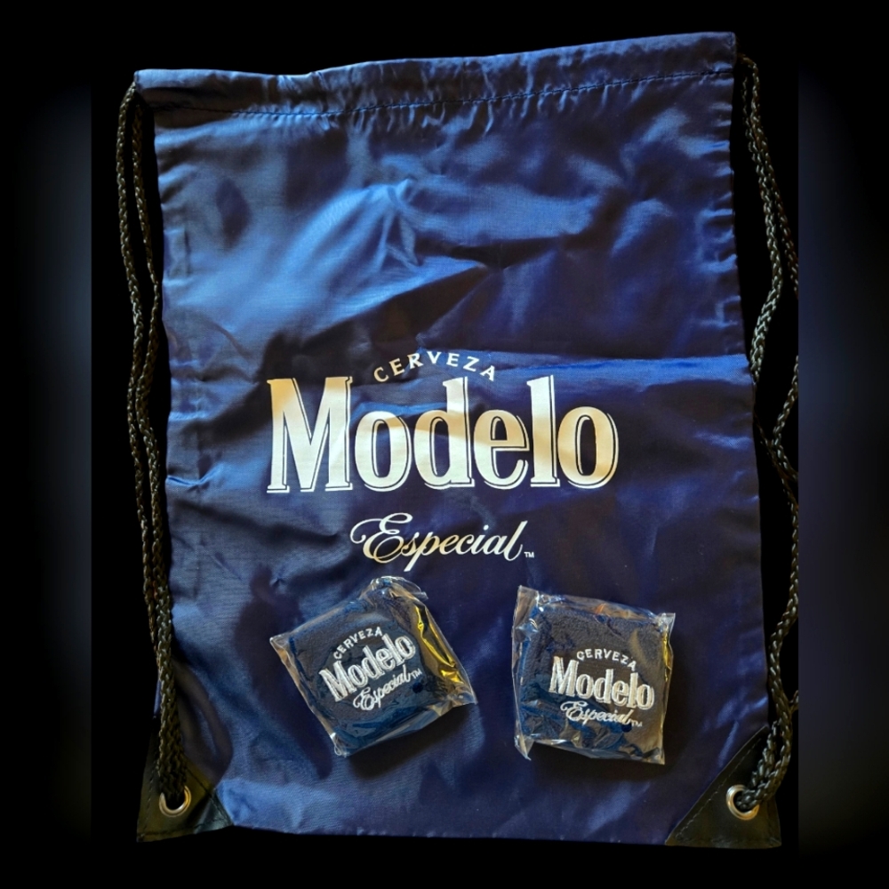 Modelo Cerveza Drawstring Bag & 2 ct Sweatbands NEW!